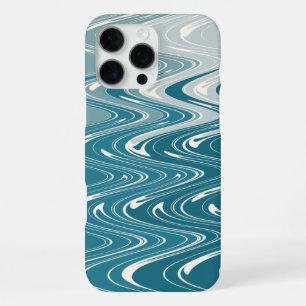 Modernes Design Abstrakter Kunstwellen in Blue Omb iPhone 16 Pro Max Hülle