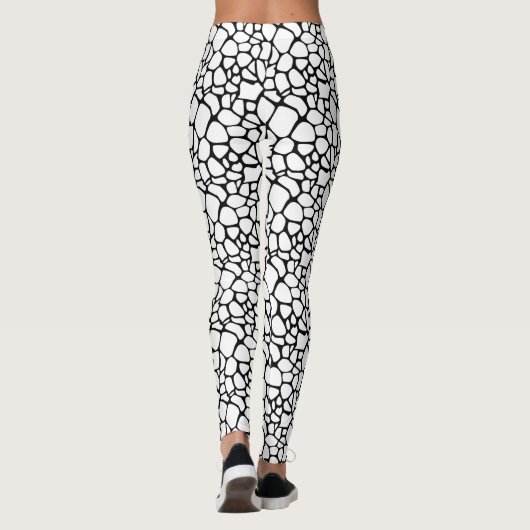 Modernes Design aus schwarzem und weißem Schnörkel Leggings (Rückseite)