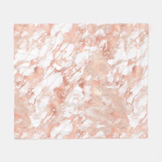 Modernes Design aus weißem und Rose-Gold-Marmor Fleecedecke (Vorderseite (Horizontal))
