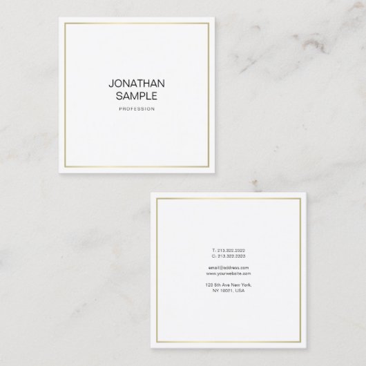 Modernes Design Beruflich Elegantes Gold Look Quadratische Visitenkarte (Vorne/Hinten)