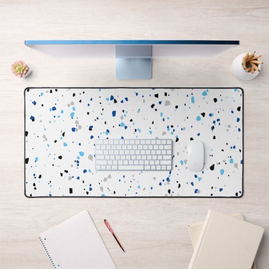 Modernes Design Blaues Terrazzo Muster Schreibtischunterlage (Büro 1)