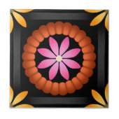 Modernes Design der Blume auf schwarzem Hintergrun Fliese (Vorderseite)