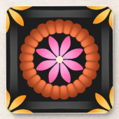 Modernes Design der Blume auf schwarzem Hintergrun Getränkeuntersetzer (Vorderseite)