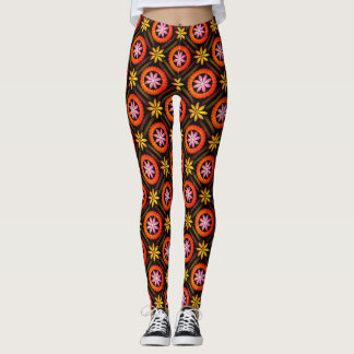 Modernes Design der Blume auf schwarzem Hintergrun Leggings