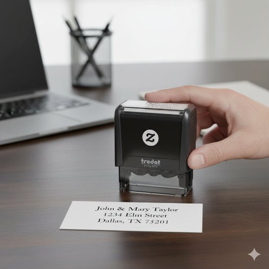 Modernes Design der Briefmarke "Family Address Sel Permastempel