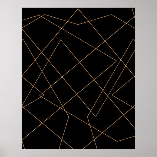 Modernes Design der geometrischen Linien Gold & Sc Poster (Vorne)