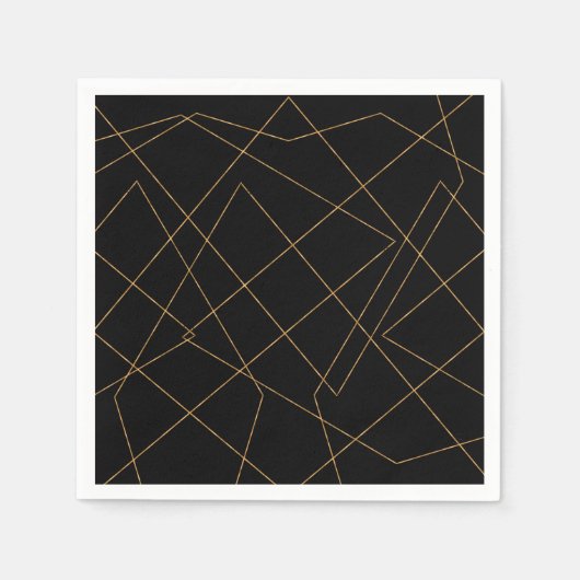 Modernes Design der geometrischen Linien Gold & Sc Serviette (Vorderseite)