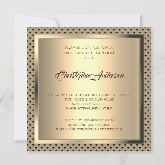 Modernes Design der Männerpartei Einladung (Rückseite)