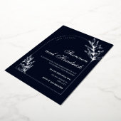 Modernes Design der Navy Arch Line | Silber Folieneinladung (Gedreht)