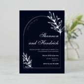 Modernes Design der Navy Arch Line | Silber Folieneinladung (Stehend vorne)