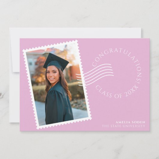 Modernes Design der Porto-Briefmarke: Rosa Foto Ab Ankündigung (Vorderseite)