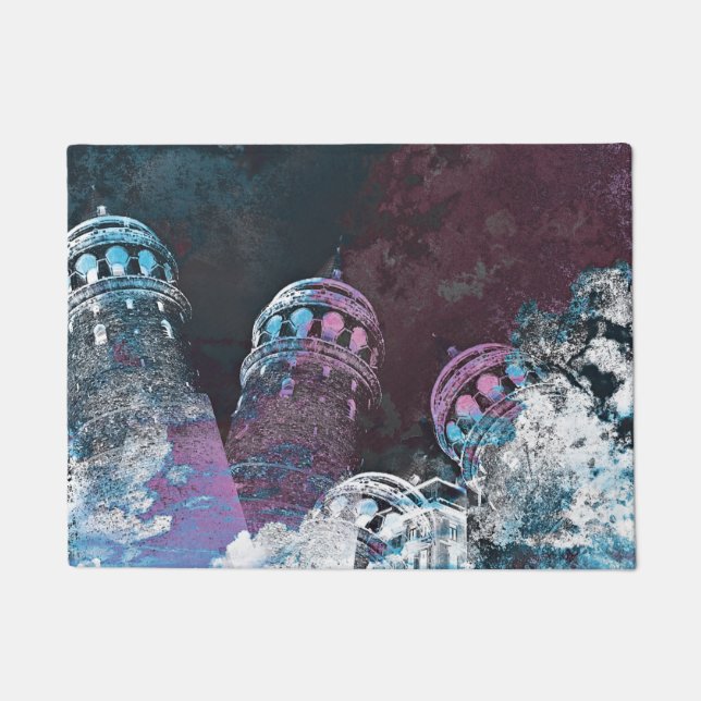 Modernes Design der rosafarbenen Digitalfotografie Fußmatte (Vorderseite)