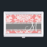 Modernes Design der Spitzenmatte - Korallen und Gr Visitenkarten Etui<br><div class="desc">Trendige und feminine Blumendamken mit beliebten Farben. Der Damast hat einen skurrilen Chalkboard-Look.</div>