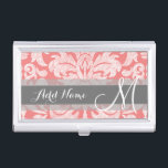 Modernes Design der Spitzenmatte - Korallen und Gr Visitenkarten Etui<br><div class="desc">Trendige und feminine Blumendamken mit beliebten Farben. Der Damast hat einen skurrilen Chalkboard-Look.</div>