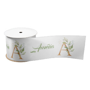 Modernes Design Eine monogramm-grüne und goldene F Satinband