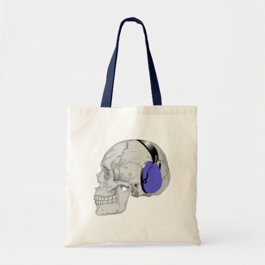 MODERNES DESIGN EINES SKULS MIT BLAUEN KOPFEN TRAGETASCHE (Vorne)