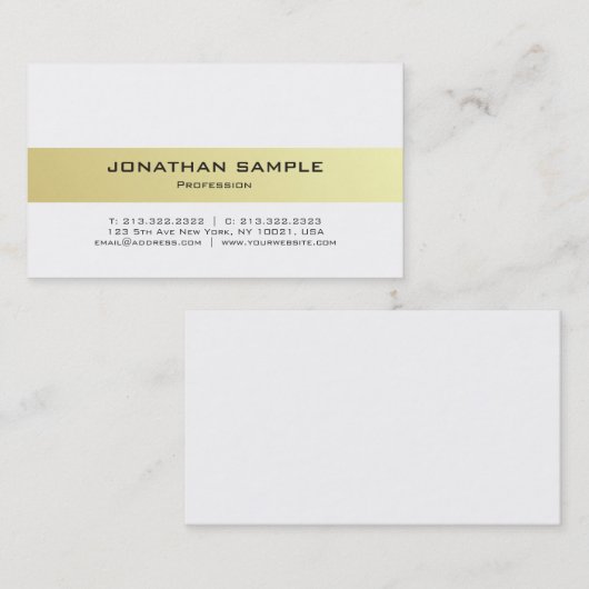 Modernes Design Elegant Gold Sleek Design Luxus Visitenkarte (Vorne/Hinten)