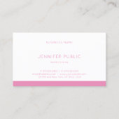 Modernes Design Elegantes Rosa Weiß Trendy Schlich Visitenkarte (Rückseite)