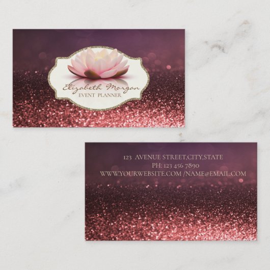 Modernes Design,Frame Lotus Blume Glitzer Bokeh Visitenkarte (Vorne/Hinten)