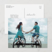 Modernes Design Frohe Weihnachtszeit Foto Postkarte (Vorne/Hinten)