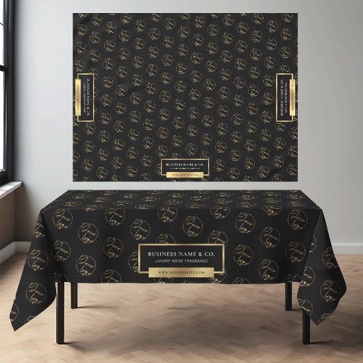 Modernes Design für Black & Gold-Firmenlogo Tischdecke