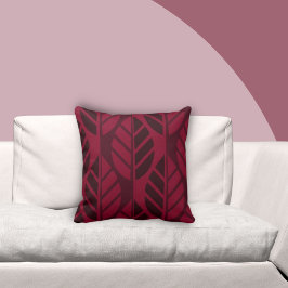 Modernes Design für Burgundy Red Blätter Muster Kissen