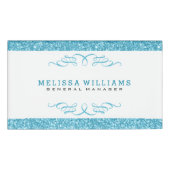 Modernes Design für Glitzer und Wirbel in Weiß und Namenschild (Vorderseite)