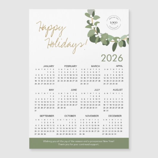 Modernes Design für Ihr Logo hier Kalender 2026 Magnetkarte (Vorderseite)
