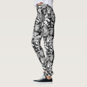Modernes Design für Schwarz-weiße tropische Leaf-M Leggings (Links)