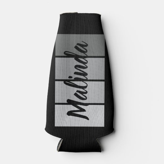 Modernes Design für Skriptnamen - Schwarz Minimali Flaschenkühler (Vorderseite)