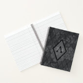 Modernes Design: Graue Blume mit Diamond Monogram Notizblock (Innenseite)