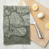 Modernes Design Grün Abstrakt Dahlia Blumenmuster Geschirrtuch (Viertel Falte)