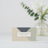 Modernes Design Grün Blau Linen Geometrie Visitenkarte (Stehend Vorderseite)