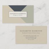 Modernes Design Grün Blau Linen Geometrie Visitenkarte (Vorne/Hinten)