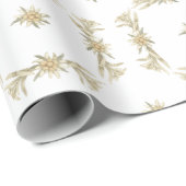 Modernes Design Grün Edelweiss Blumenmuster Geschenkpapier (Rolleneckpunkt)