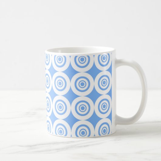 Modernes Design hellblaue, weiße Kreise Muster Kaffeetasse (Rechts)
