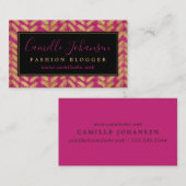 Modernes Design Hot Pink & Gold Beruflich Visitenkarte (Vorne/Hinten)