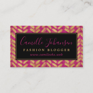 Modernes Design Hot Pink & Gold Beruflich Visitenkarte