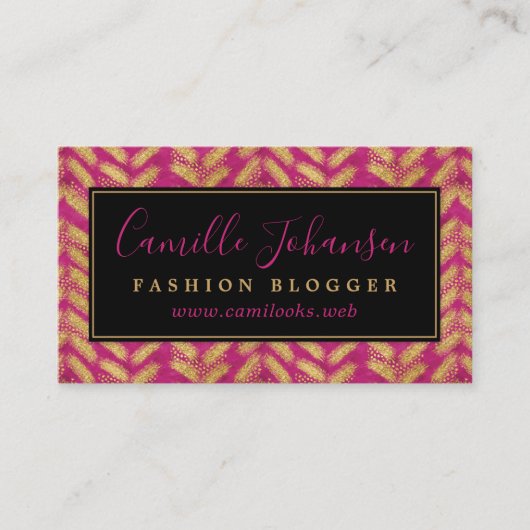 Modernes Design Hot Pink & Gold Beruflich Visitenkarte (Vorderseite)