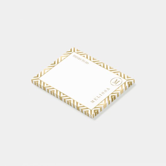 Modernes Design in Gold und Weiß Post-it Klebezettel (angewinkelt)