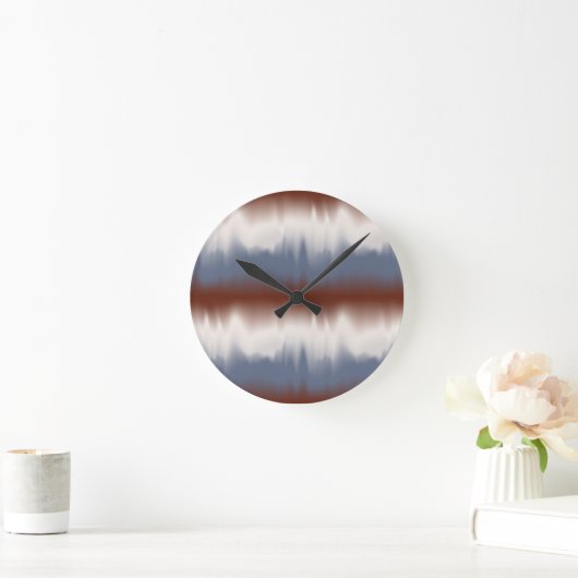 Modernes Design in Rot, Weiß und Blau Runde Wanduhr (Zuhause)