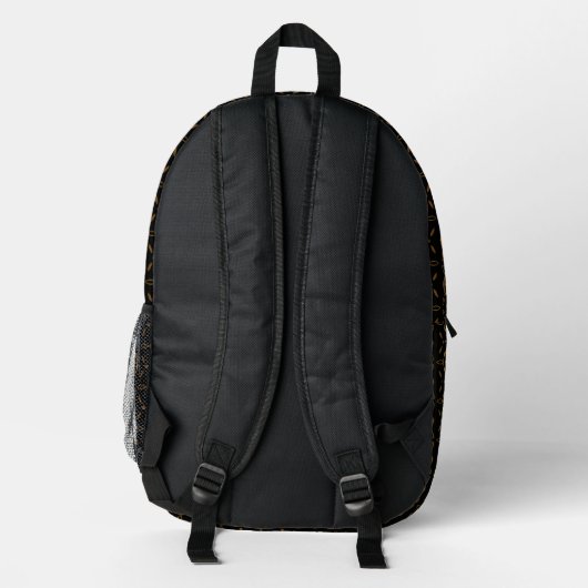 Modernes Design in Schwarz und Bronze Bedruckter Rucksack (Rückseite)