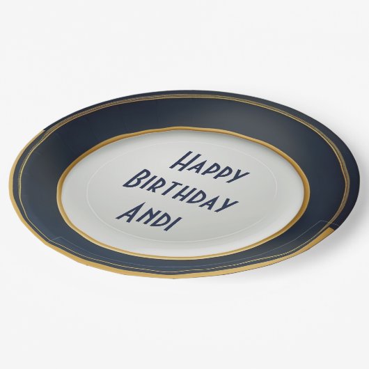 Modernes Design japanischer Keramiken in Blau und Pappteller (Schrägansicht)