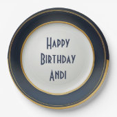 Modernes Design japanischer Keramiken in Blau und Pappteller (Vorderseite)