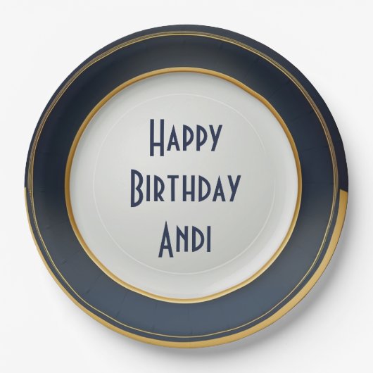 Modernes Design japanischer Keramiken in Blau und Pappteller (Vorderseite)