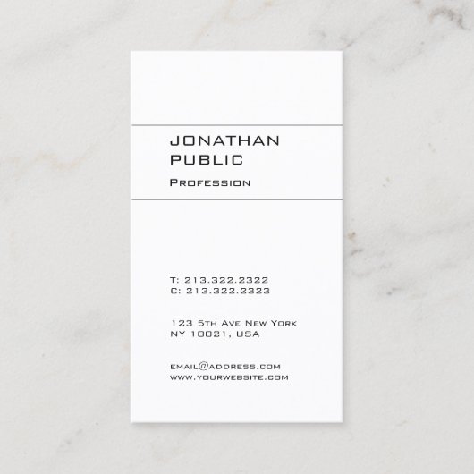 Modernes Design Minimalistisch Schlicht Visitenkarte (Vorderseite)