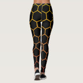 Modernes Design mit Hexagon in schlichtem Schwarz Leggings (Rückseite)