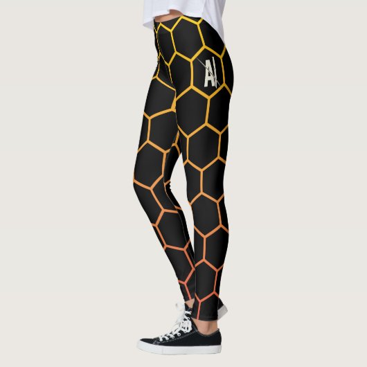 Modernes Design mit Hexagon in schlichtem Schwarz Leggings (Links)