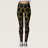 Modernes Design mit Hexagon in schlichtem Schwarz Leggings (Vorderseite)