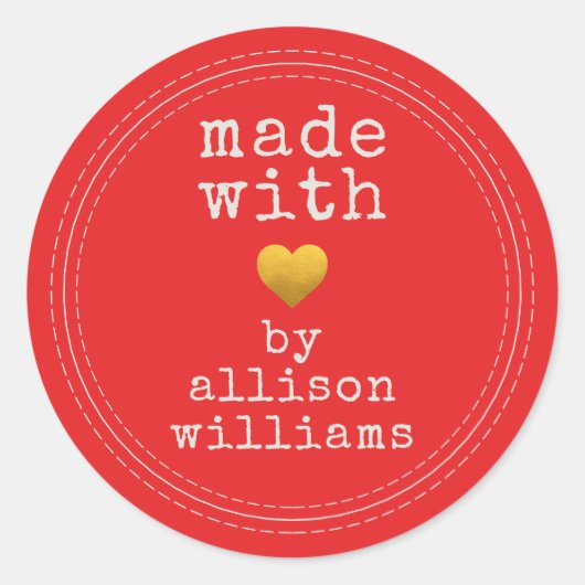 Modernes Design mit Liebe Individuelle Name Runder Aufkleber (Vorderseite)